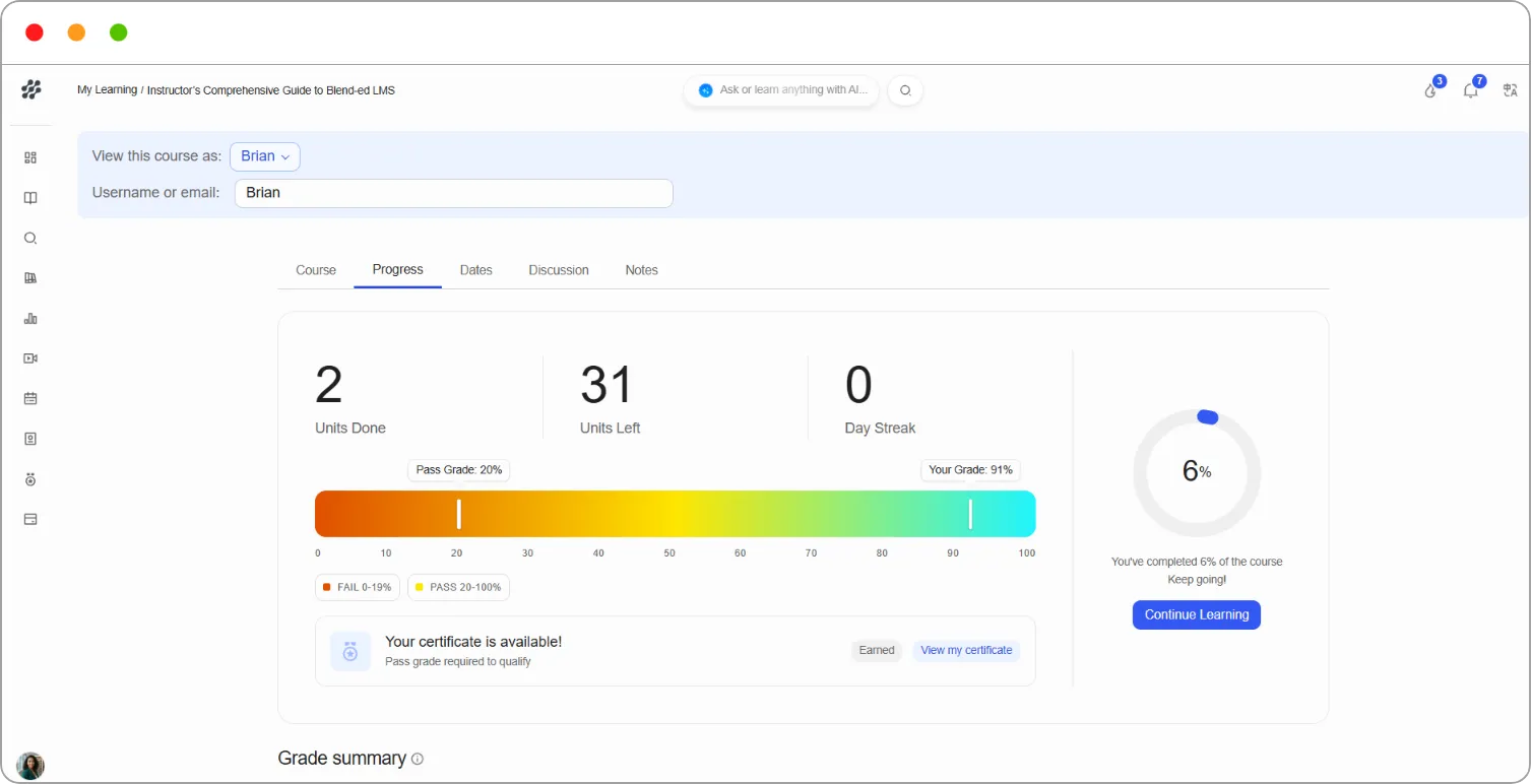 How to view a learner's report screenshot 20