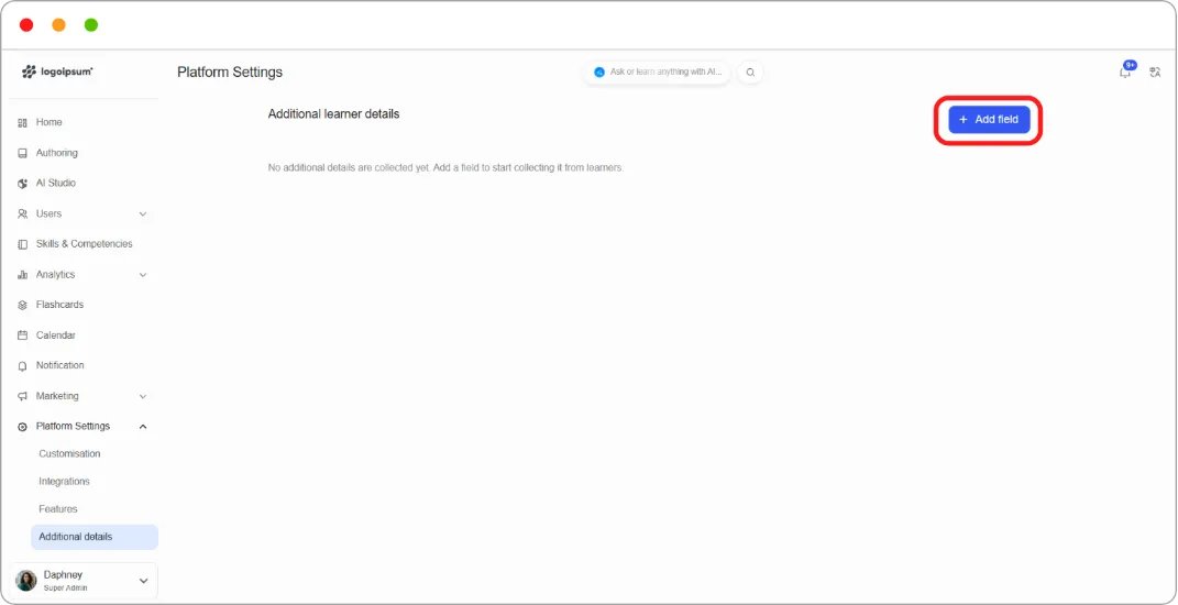 How to collect additional learner details screenshot 24