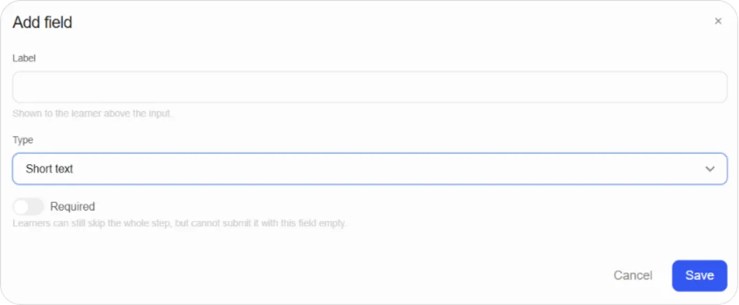 Add field dialog