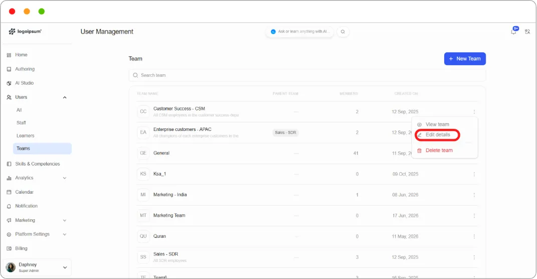 How to organise teams with parent teams screenshot 49