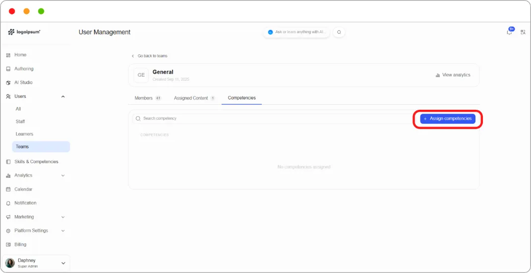 How to assign competencies to a team screenshot 59