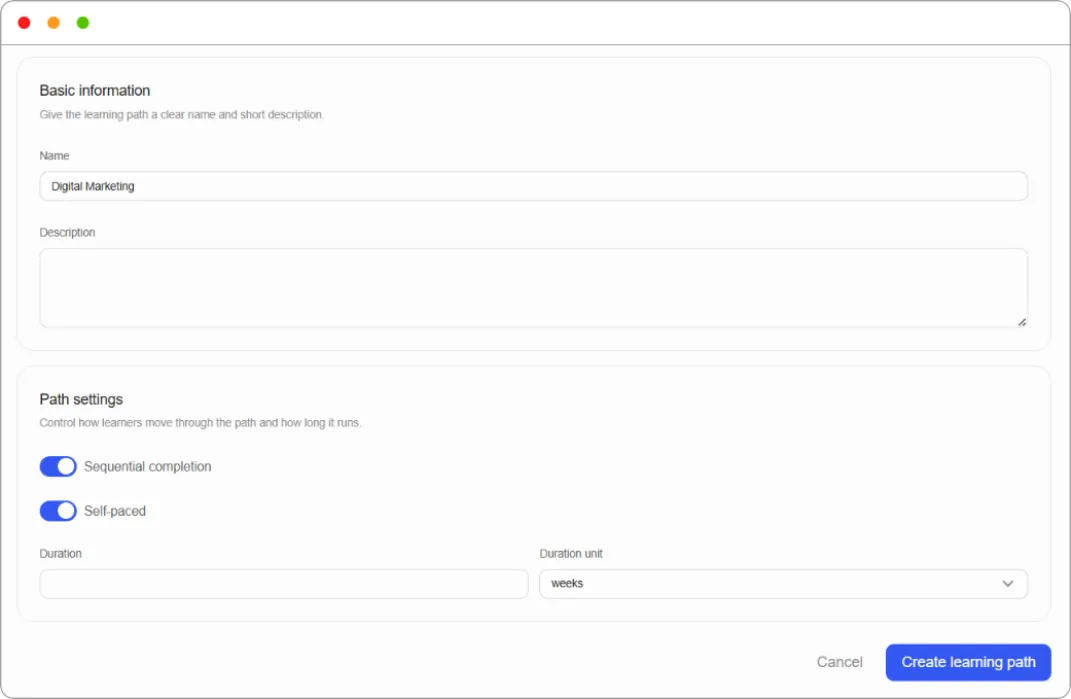 Path settings with both toggles on