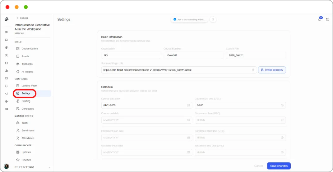 Advanced Course Configuration screenshot 148