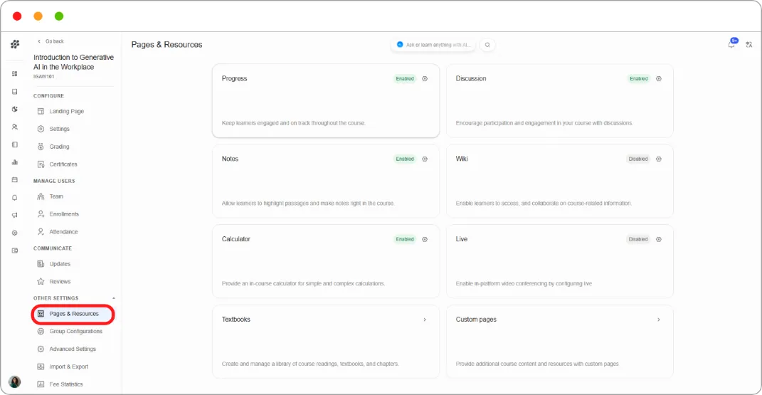 Pages & Resources