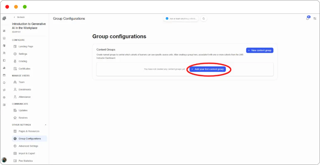 Advanced Course Configuration screenshot 167
