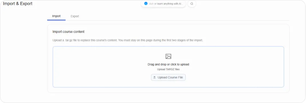 Import tab